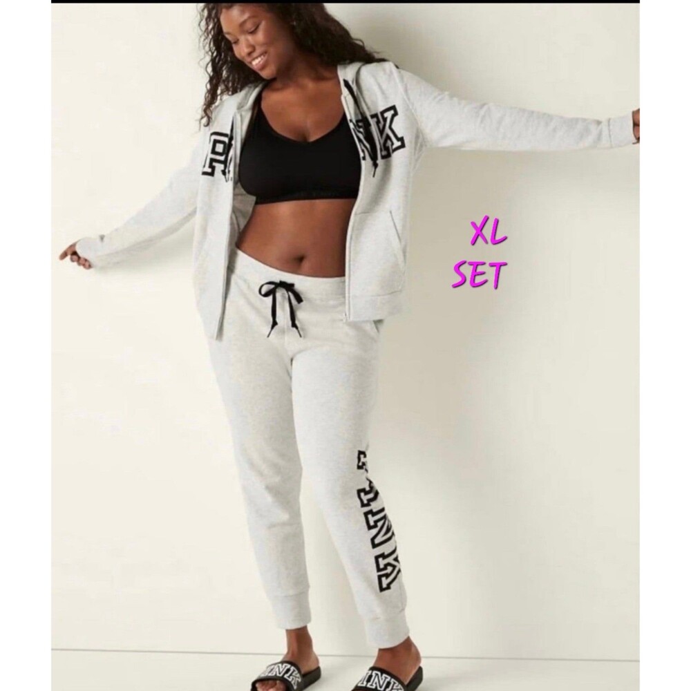 VS PINK outfit Grey hoodie skinny joggers xl